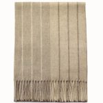 Beżowy szalik kaszmirowy męski w pasy 30 × 150 cm – 100% kaszmir