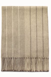 Beżowy szalik kaszmirowy męski w pasy 30 × 150 cm – 100% kaszmir