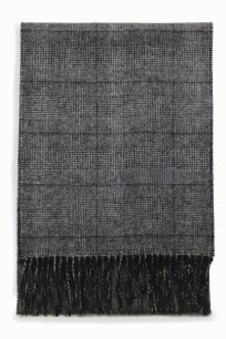 Kaszmirowy szalik męski dwustronny z frędzlami w kratę- 100% kaszmiru 30x180cm