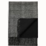 Kaszmirowy szalik męski dwustronny z frędzlami w kratę- 100% kaszmiru 30x180cm