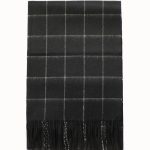 Czarny kaszmirowy szalik męski w kratę 30 × 170 cm – 100% kaszmir