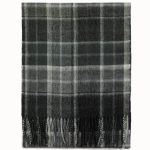 Szary kaszmirowy szalik męski w kratę 30x150 cm – elegancki szalik z kaszmiru