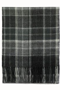 Szary kaszmirowy szalik męski w kratę 30x150 cm – elegancki szalik z kaszmiru