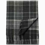 Elegancki szary szalik męski 100% kaszmir w grafitową kratę 30x150 cm