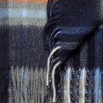 Granatowy szalik kaszmirowy męski w kratę – 100% naturalnego kaszmiru 30x180cm