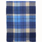 Niebieski kaszmirowy szalik męski w kratę 30 × 170 cm – 100% kaszmir