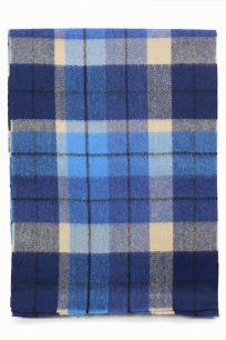 Niebieski kaszmirowy szalik męski w kratę 30 × 170 cm – 100% kaszmir