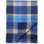 Niebieski kaszmirowy szalik męski w kratę 30 × 170 cm – 100% kaszmir