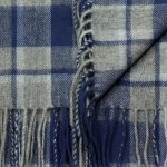 Męski szalik z kaszmiru granatowo-szary w kratę 30x150 cm – 100% kaszmir