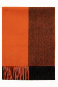 Pomarańczowo-brązowy szalik kaszmirowy męski 30x150 cm – geometryczny wzór