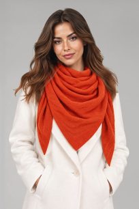 Elegancka pomarańczowa chusta kaszmirowa ze wzorem
