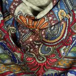 Niebieska chusta wełniana damska 140x140 cm we wzór paisley
