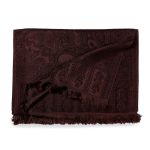 Brązowy szal jedwabny damski paisley 70x200 z naturalnego jedwabiu