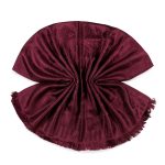 Burgundowy szal z jedwabiu 70x200 z ornamentem paisley Jamawar – 100% jedwab