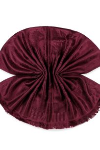Burgundowy szal z jedwabiu 70x200 z ornamentem paisley Jamawar – 100% jedwab