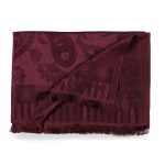 Burgundowy szal jedwabny damski paisley – elegancki szal wieczorowy do sukienki