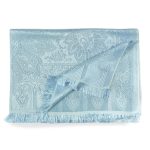 Błękitny szal z naturalnego jedwabiu – paisley na ramiona 70x200
