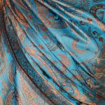 Turkusowy szal jedwabny damski Paisley 70 × 200 cm