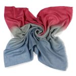 Szal kaszmirowy damski malinowy ombre – 100% kaszmir 70x200