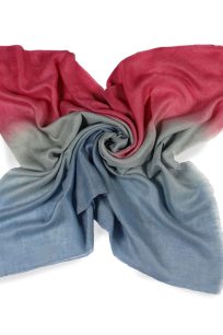 Szal kaszmirowy damski malinowy ombre – 100% kaszmir 70x200