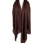 Szal wełniany damski brązowy z wełny merino premium – 70x200 cm