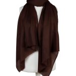 Brązowy szal z wełny merino i naturalnego jedwabiu – elegancki szal damski
