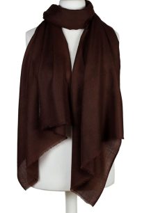 Brązowy szal z wełny merino i naturalnego jedwabiu – elegancki szal damski