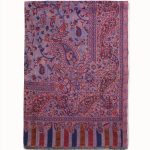 Fioletowy szal damski 70x200 z wełny merino i jedwabiu we wzór paisley