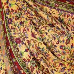 Duży żółty szal wełniany damski 70x200 z merino i jedwabiu