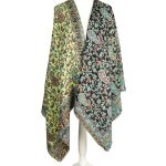 Żółty szal z merino i jedwabiu 70x200 cm we wzór paisley
