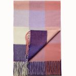 Fioletowy szalik kaszmirowy damski w dużą kratę 30 × 170 cm – 100% kaszmir