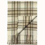 Kremowy szalik kaszmirowy w szkocką kratę 30 × 150 cm – 100% kaszmir