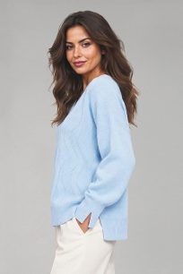 Elegancki sweter kaszmirowy damski błękitny