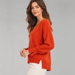 Pomarańczowy sweter kaszmirowy damski 100% kaszmir