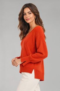 Pomarańczowy sweter kaszmirowy damski 100% kaszmir