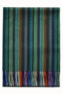 Zielony szalik kaszmirowy męski 30 × 150 cm w wielokolorowe paski